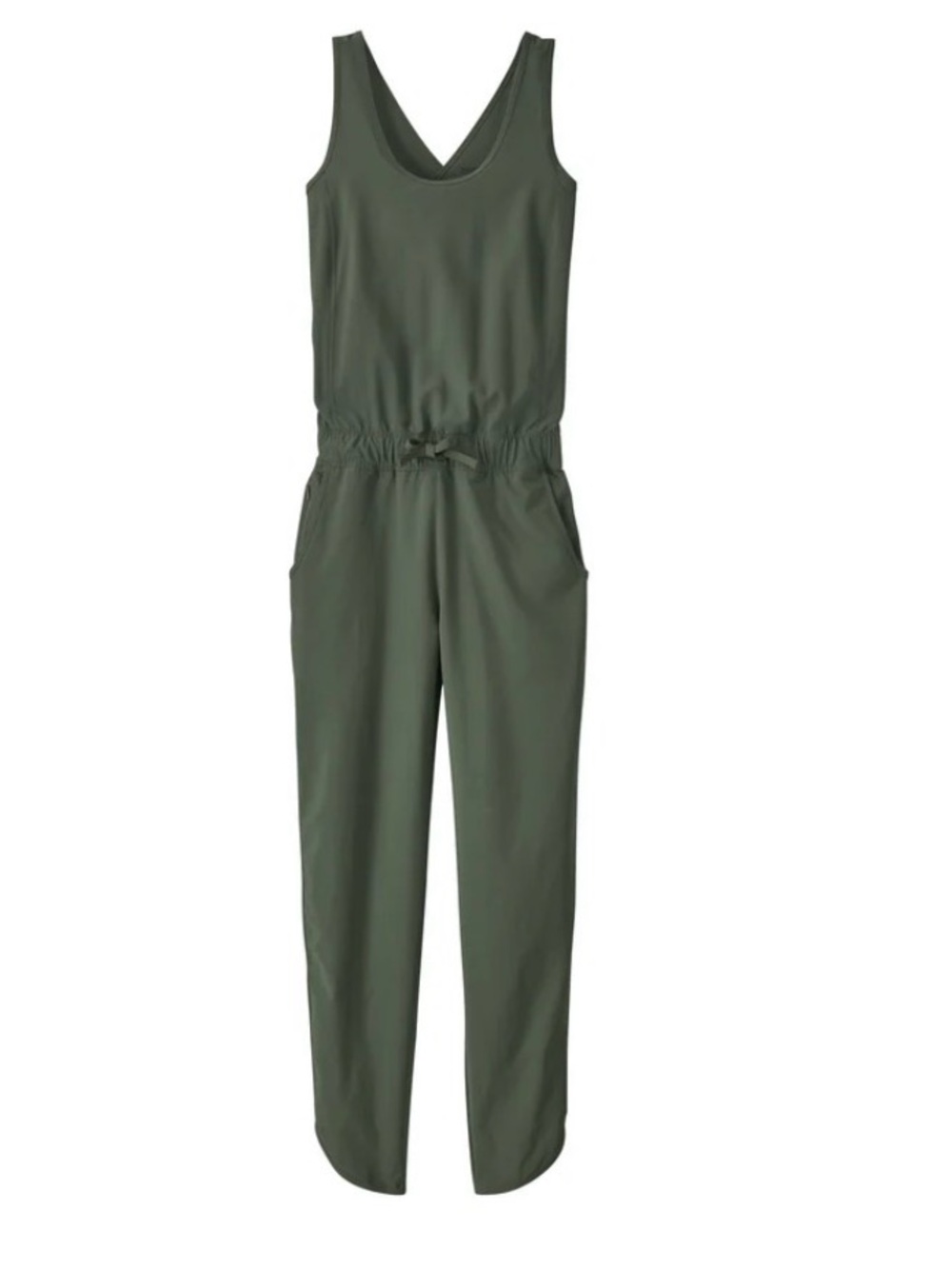 Patagonia Olive Green Sleeveless Drawstring Jogger Jumpsuit - Picture 2 of 6